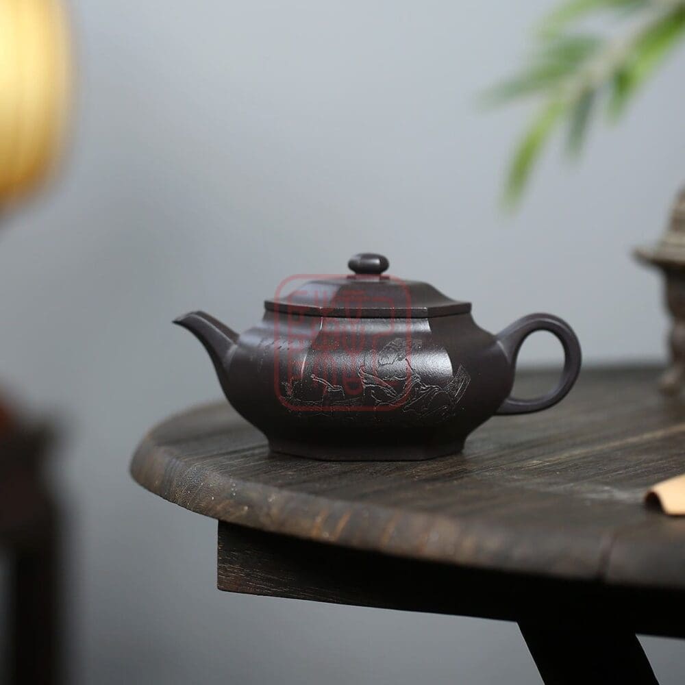 Ấm Tử Sa Nhàn Giả Lục Phương 300ml - Đất Thanh Khôi Nê - Nghệ Nhân Thạch Quốc Phương