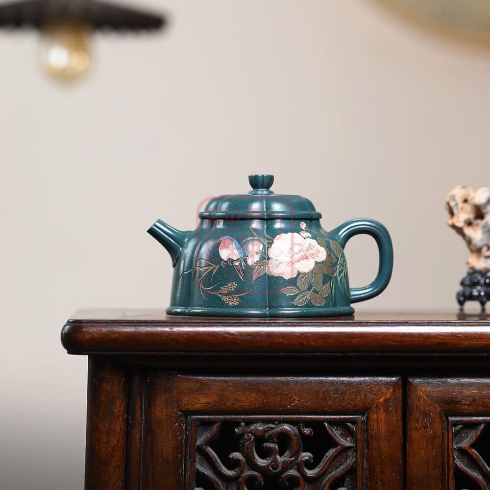 Ấm Tử Sa Ẩn Giác Bán Cúc 300ml - Đất Lão Lục Nê - Nghệ Nhân Nhậm Tuấn Dần